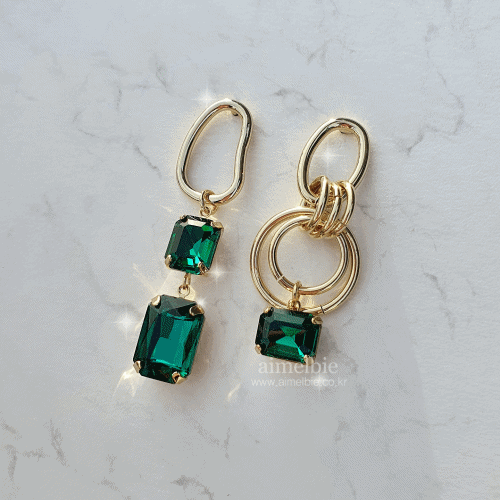 Modern Emerald Hoops Earrings