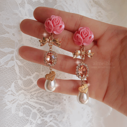 Pink Rose Princess Earrings