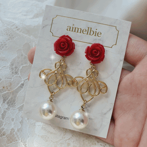 Red Rose Romance Earrings