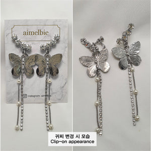 Bling Butterfly Earrings - Longdrop (STAYC Isa, Woo!ah! Minseo Earrings)