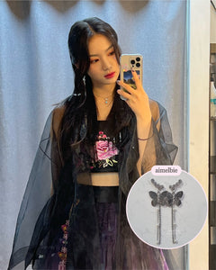 Bling Butterfly Earrings - Longdrop (STAYC Isa, Woo!ah! Minseo Earrings)