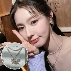 [(G)I-DLE Miyeon Necklace] Butterfly Fairy Layered Necklace