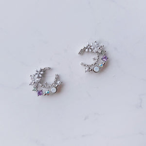 Blooming Moon Earrings - Silver