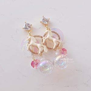 Bubble Unicorn Wonderland Earrings - Pink (Weki Meki Yoojung Earrings)