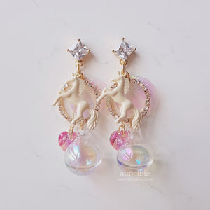 Bubble Unicorn Wonderland Earrings - Pink (Weki Meki Yoojung Earrings)