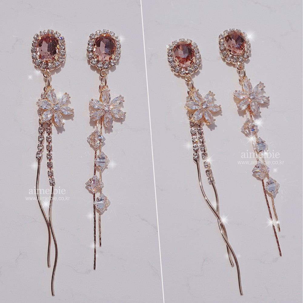 Diamond Petals Earrings - Peach Pink ver.