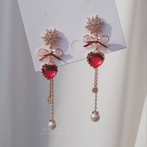 Winter Love Spell Earrings - Original (Pink) (Weeekly Jiyoon Earrings)