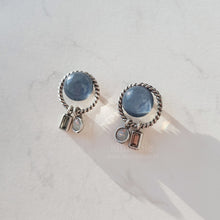 Load image into Gallery viewer, Cream Blue Planet Earrings