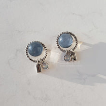 Load image into Gallery viewer, Cream Blue Planet Earrings