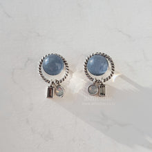 Load image into Gallery viewer, Cream Blue Planet Earrings