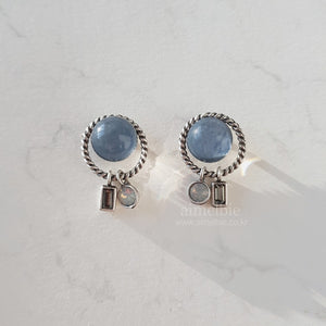 Cream Blue Planet Earrings