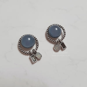 Cream Blue Planet Earrings