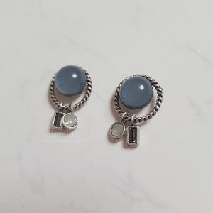 Cream Blue Planet Earrings