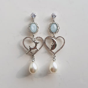 Rudolph and the Moon Earrings - Light Blue ver.