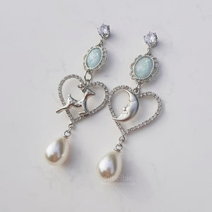Rudolph and the Moon Earrings - Light Blue ver.