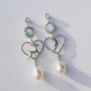 Rudolph and the Moon Earrings - Light Blue ver.