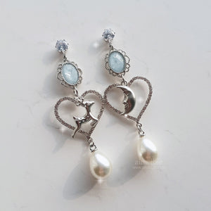 Rudolph and the Moon Earrings - Light Blue ver.