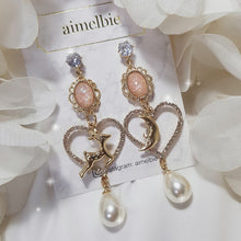 Load image into Gallery viewer, Rudolph and the Moon Earrings - Coral Pink ver.