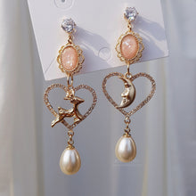 Load image into Gallery viewer, Rudolph and the Moon Earrings - Coral Pink ver.