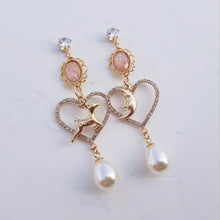 Load image into Gallery viewer, Rudolph and the Moon Earrings - Coral Pink ver.