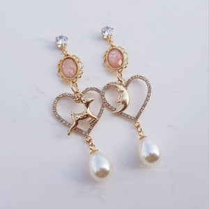 Rudolph and the Moon Earrings - Coral Pink ver.