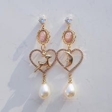Load image into Gallery viewer, Rudolph and the Moon Earrings - Coral Pink ver.