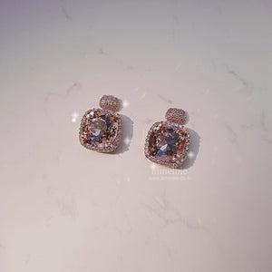 Vintage Rose Square Earrings