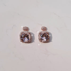 Vintage Rose Square Earrings