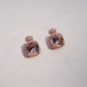 Vintage Rose Square Earrings