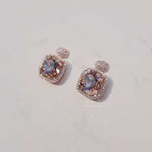 Vintage Rose Square Earrings