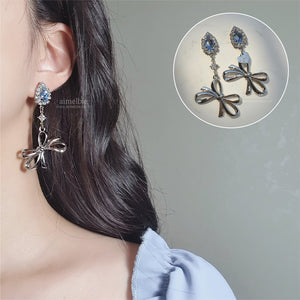 Light Blue Crystal Ribbon Earrings (WJSN Dayoung Earrings)