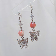 Load image into Gallery viewer, Peach Jade Butterfly Earrings (Yukika Earrings)