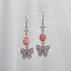 Peach Jade Butterfly Earrings (Yukika Earrings)