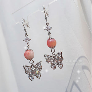 Peach Jade Butterfly Earrings (Yukika Earrings)