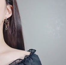 Load image into Gallery viewer, Blue and Gold Moon Earrings