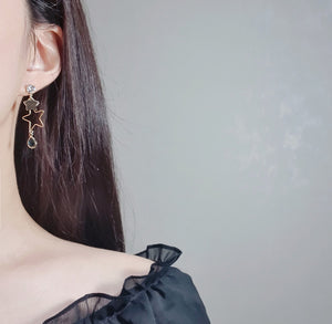 Blue and Gold Moon Earrings