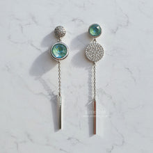 Load image into Gallery viewer, Modern Crystal Earrings - Silky Sage Color. (Gfriend Yerin Earrings)