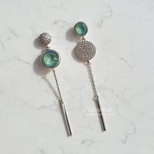 Load image into Gallery viewer, Modern Crystal Earrings - Silky Sage Color. (Gfriend Yerin Earrings)