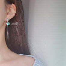 Load image into Gallery viewer, Modern Crystal Earrings - Silky Sage Color. (Gfriend Yerin Earrings)