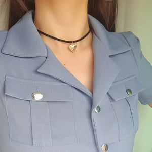 Vintage Heart Locket Choker (Bae Suzy from 'Doona!', IVE Yujin choker)