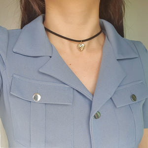 Vintage Heart Locket Choker (Bae Suzy from 'Doona!', IVE Yujin choker)