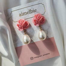 Load image into Gallery viewer, Pink Rose Earrings - Daily version