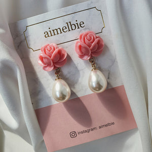 Pink Rose Earrings - Daily version