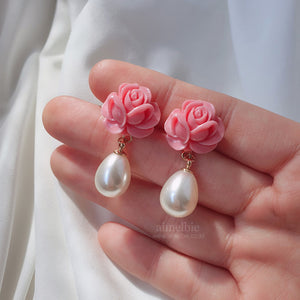 Pink Rose Earrings - Daily version