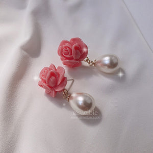 Pink Rose Earrings - Daily version