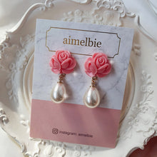 Load image into Gallery viewer, Pink Rose Earrings - Daily version