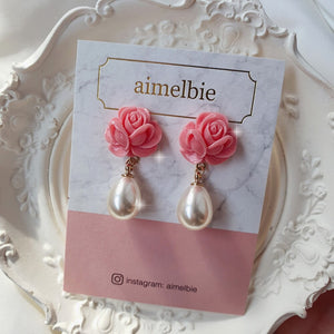 Pink Rose Earrings - Daily version