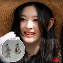 Load image into Gallery viewer, Silver Heart Key Earrings (STAYC Seeun, Sieun, Dreamcatcher Gahyun Earrings)