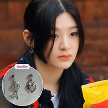 Load image into Gallery viewer, Silver Heart Key Earrings (STAYC Seeun, Sieun, Dreamcatcher Gahyun Earrings)