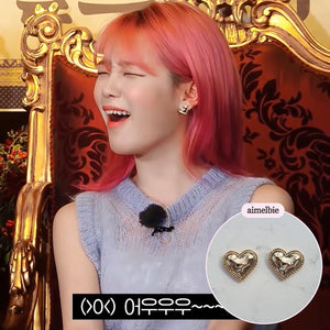 Gold Laced Hearts Earrings (G-idle Miyeon, IVE Yujin, Oh My Girl Seunghee, Arin, Hyojung Earrings)